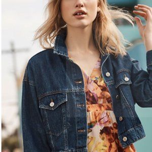 Anthropologie Pilcro Cropped Denim Trucker Jacket